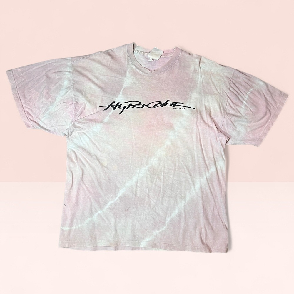 VTG Generra Mens XL T‎ Shirt Pink Hypercolor Heat Sensitive Tie Dye 90s USA Made